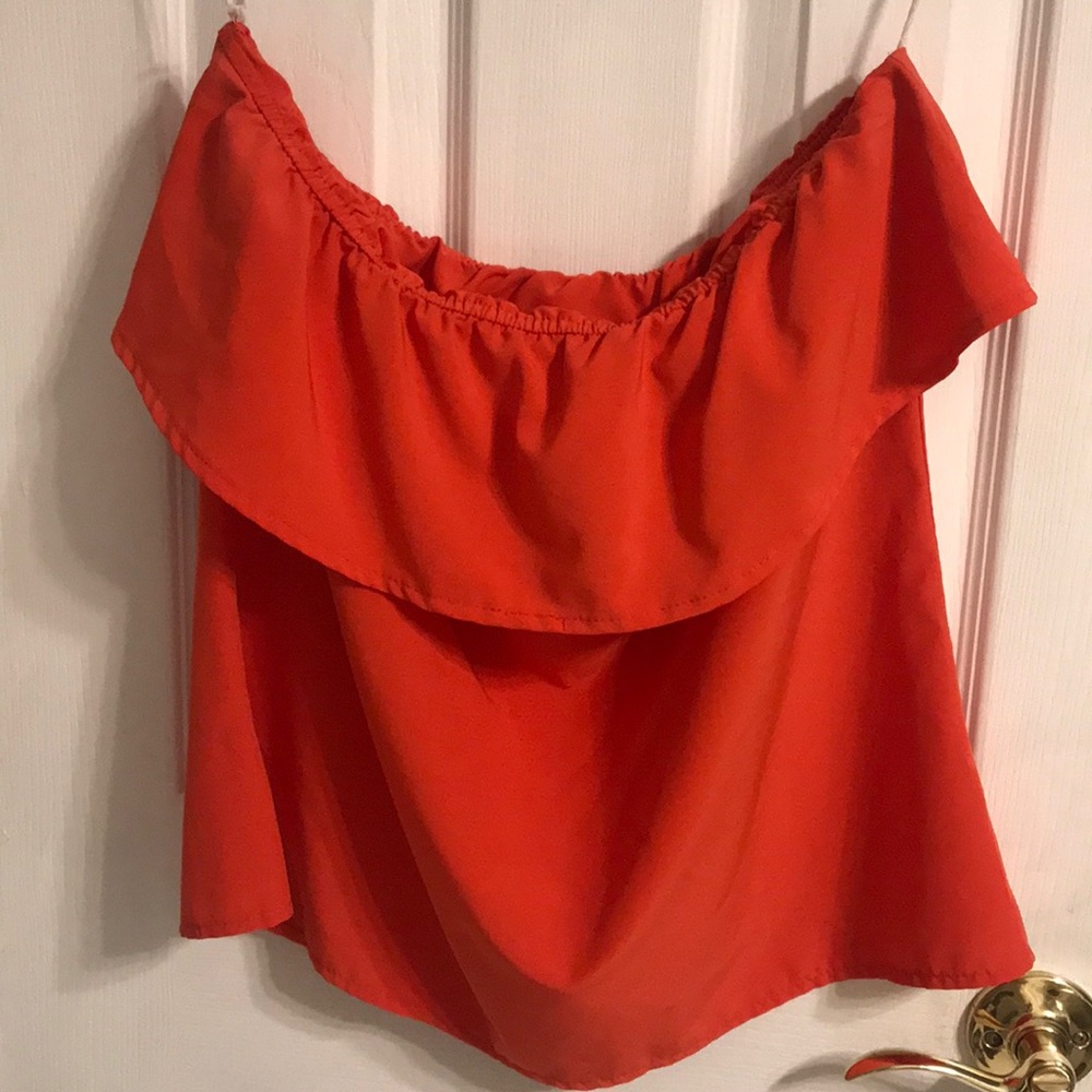 Strapless top with ruffle